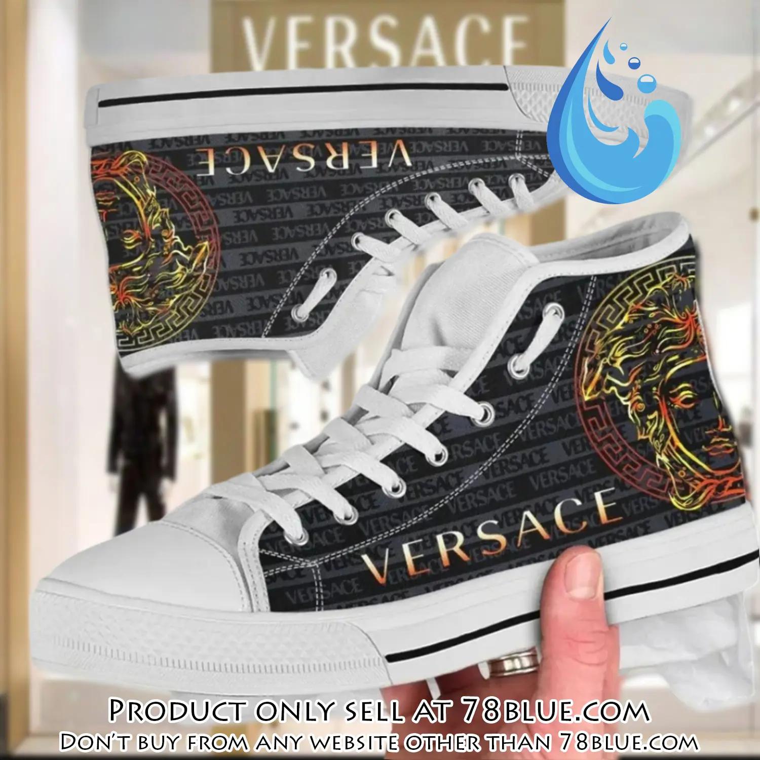 Versace medusa black white high top canvas shoes luxury brand gifts for men women 78b0026955